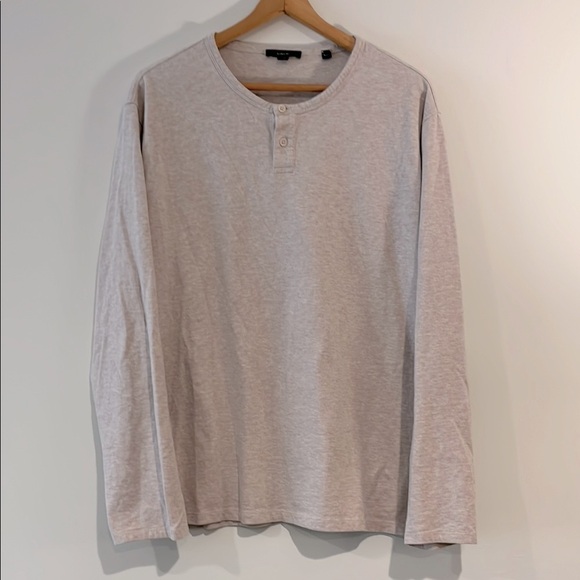 Vince Other - VINCE Men’s XL Sueded Jersey Henley Long Sleeve Shirt Oatmeal Tan Button Front